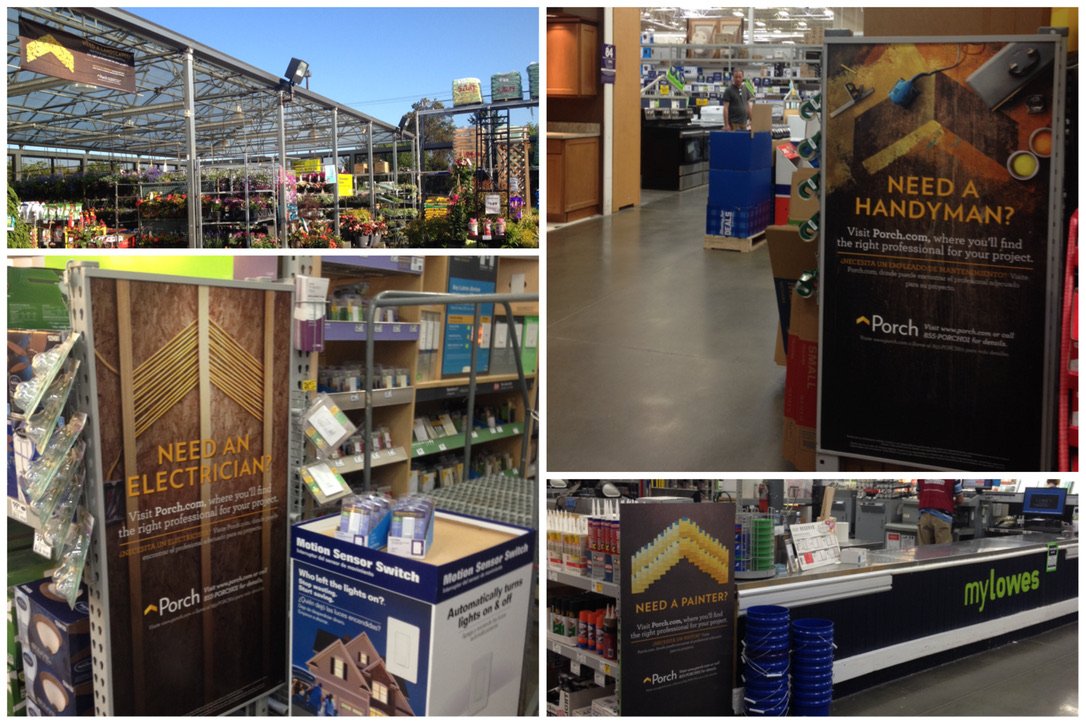 Porch displays inside Lowe's stores during the 2014 nationwide launch
